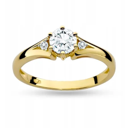 Złoty Zaręczynowy Pierścionek Biały Szafir pr 585