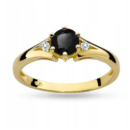 Pierścionek 585 Czarny Białe Diamenty Białe Złoto