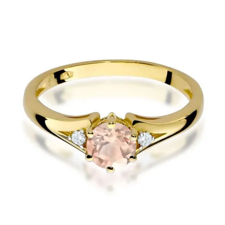 Złoty Pierścionek Morganit Brylanty Próba 585