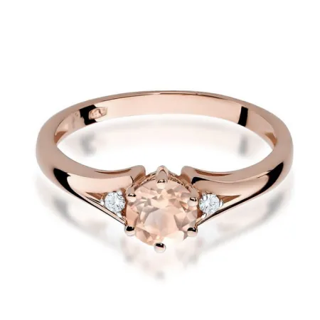 Złoty Pierścionek Morganit Brylanty Różowe Złoto 