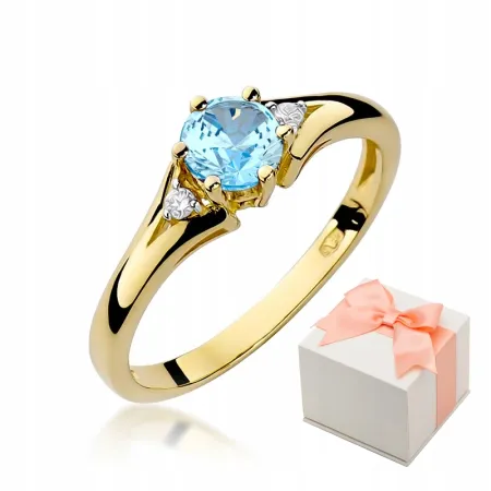 Pierścionek 585 Zaręczynowy z Topazem i Brylantami