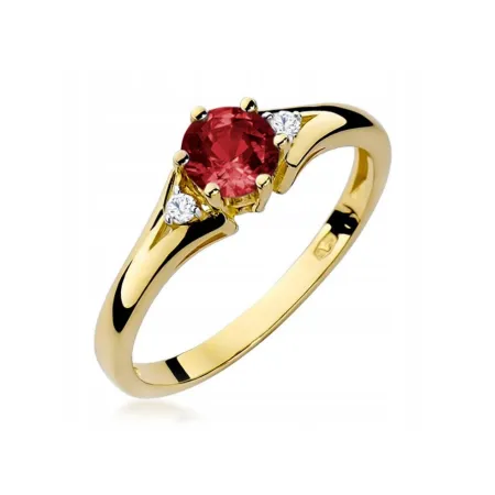 Pierścionek Białe Złoto Granat Brylanty na Prezent