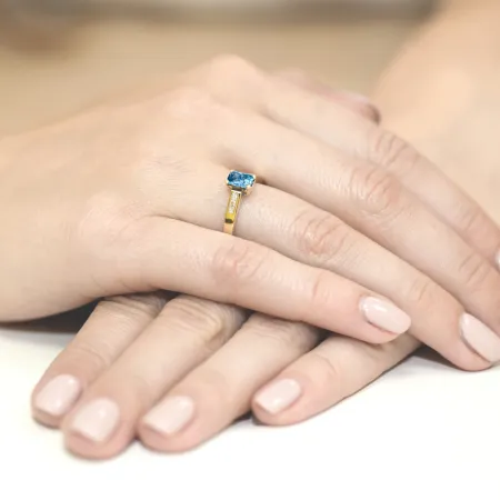 Pierścionek Zaręczynowy Białe Złoto Topaz Brylanty