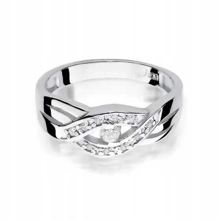 Złoty Elegancki Pierścionek Zaręczynowy Brylanty