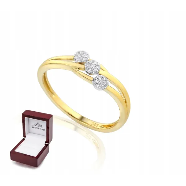 ZŁOTY ZARĘCZYNOWY PIERŚCIONEK 585 Z DIAMENTAMI