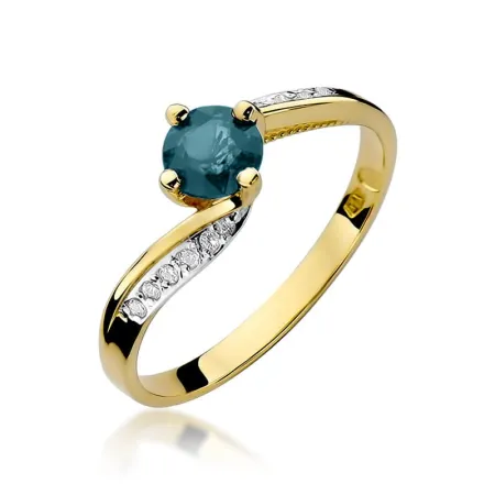 Pierścionek 14K Szmaragd Brylanty Białe Złoto