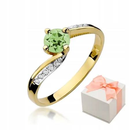 Złoty 585 Pierścionek Zaręczynowy Oliwin Diamenty