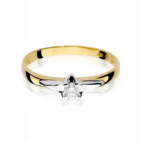 Złoty Pierścionek Zaręczynowy Brylant 0,10ct
