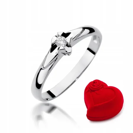 Pierścionek 585 Zaręczynowy Brylant Białe Złoto