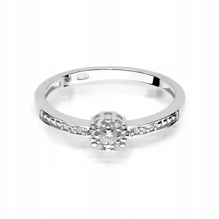 Złoty Elegancki Pierścionek Zaręczynowy Brylanty