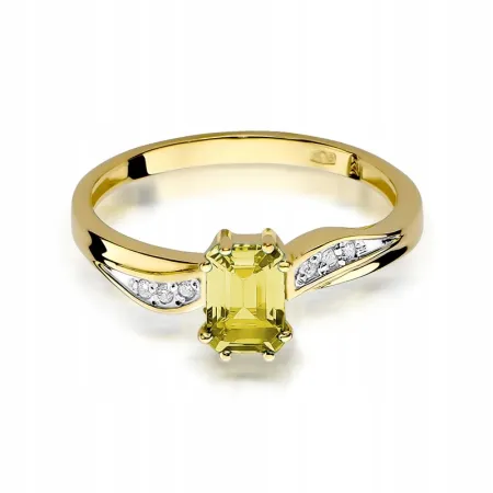 Pierścionek Zaręczynowy Białe Złoto Cytryn Diament