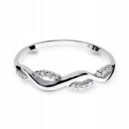 Złoty 585 Pierścionek Zaręczynowy Brylanty Grawer