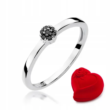 Pierścionek Zaręczynowy Czarny Brylant Białe Złoto