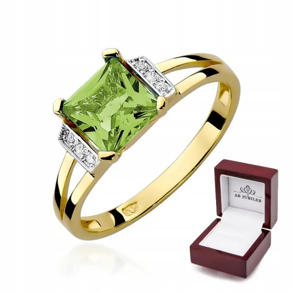 Złoty 585 Pierścionek Oliwin Diament Grawer