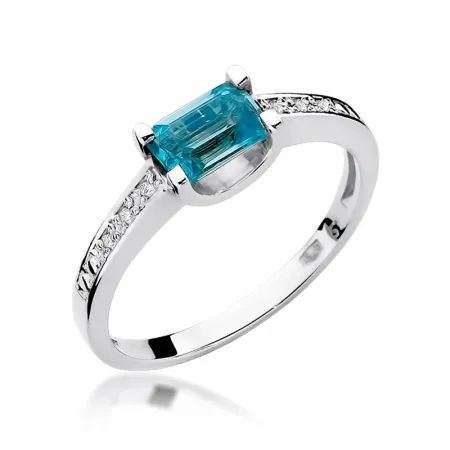 Złoty Pierścionek Topaz Brylanty Próba 585 Grawer