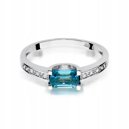 Złoty Pierścionek Topaz Brylanty Próba 585 Grawer