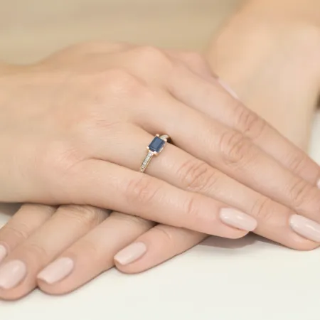 Pierścionek 585 Szafir Diamenty Idealny na Prezent