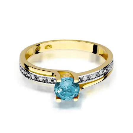 Pierścionek Zaręczynowy Białe Złoto Topaz Grawer