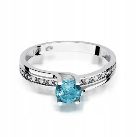 Pierścionek Zaręczynowy Topaz Diamenty 585 Grawer