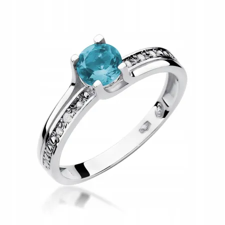 Pierścionek Zaręczynowy Topaz Diamenty 585 Grawer