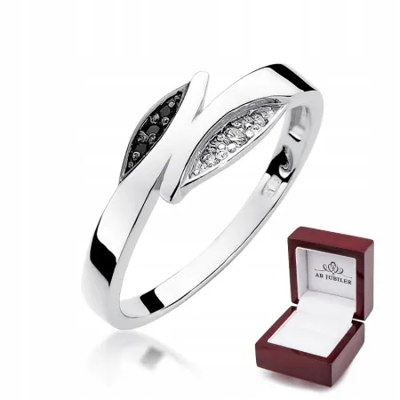 Pierścionek Zaręczynowy Białe Złoto Czarny Brylant