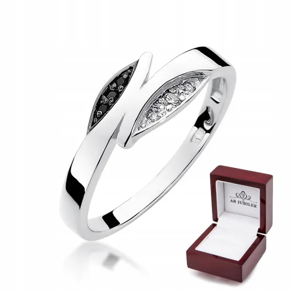 Pierścionek Zaręczynowy Białe Złoto Czarny Brylant