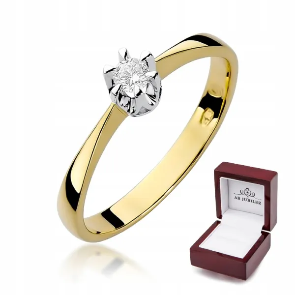 Złoty Pierścionek Zaręczynowy Brylant Próba 585