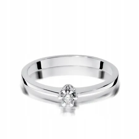 Złoty 585 Pierścionek Zaręczynowy Brylant Grawer
