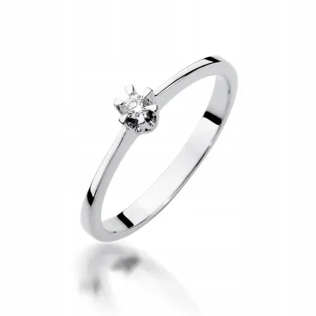 Złoty 585 Pierścionek Zaręczynowy Brylant Grawer