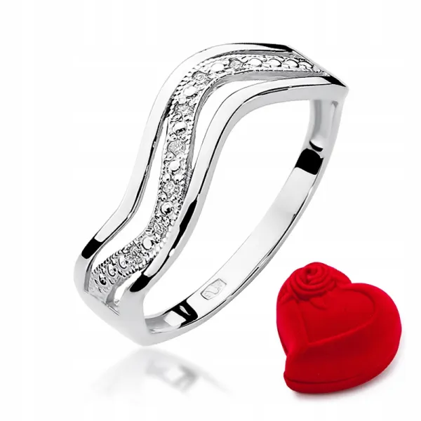 Pierścionek 585 Zaręczynowy Brylanty Białe Złoto 