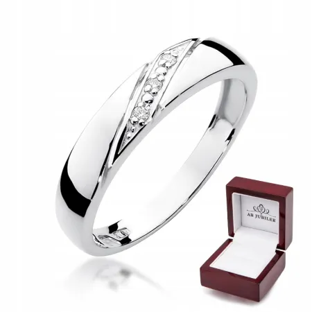 Pierścionek 585 Zaręczynowy Brylanty Białe Złoto