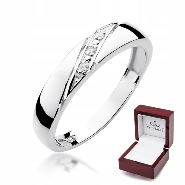 Pierścionek 585 Zaręczynowy Brylanty Białe Złoto