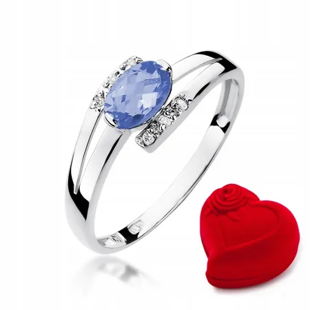 Pierścionek 14K Zaręczynowe Złoto Białe Tanzanit