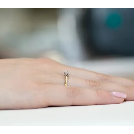 Złoty 14K Pierścionek Zaręczynowy Brylant Grawer