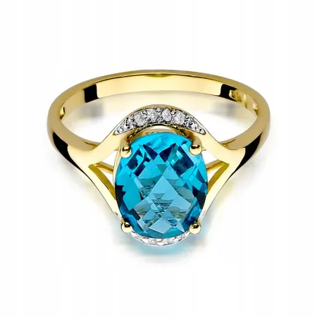 Pierścionek Białe Złoto Topaz 3,00ct i Diamenty