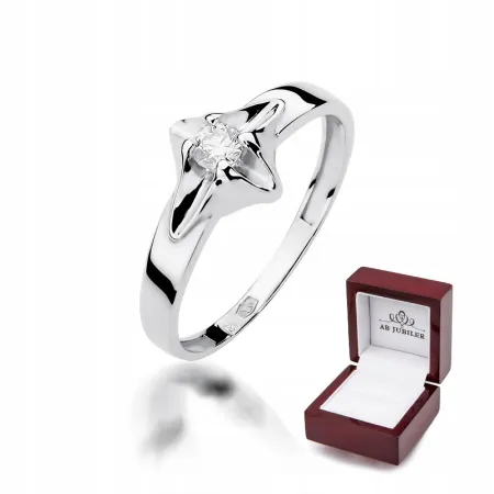 Pierścionek Białe Złoto Zaręczynowy Brylant 0,12ct