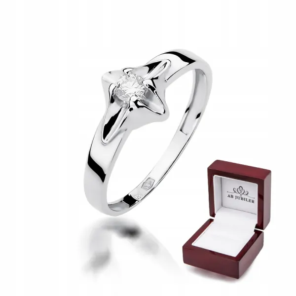 Pierścionek Białe Złoto Zaręczynowy Brylant 0,12ct