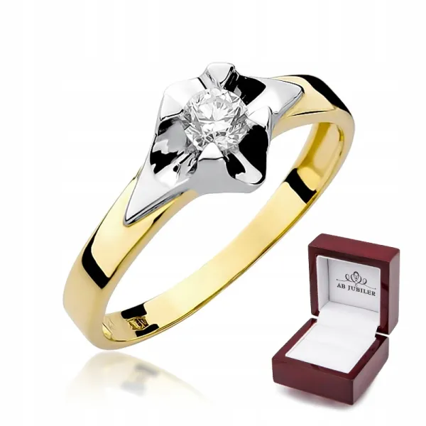 Złoty Pierścionek 585 Zaręczynowy Brylant 0,30ct