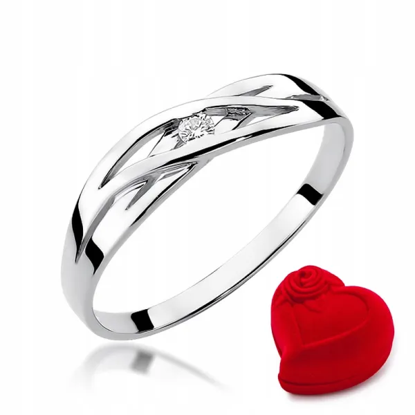 Pierścionek Zaręczynowy Brylant Białe Złoto Grawer