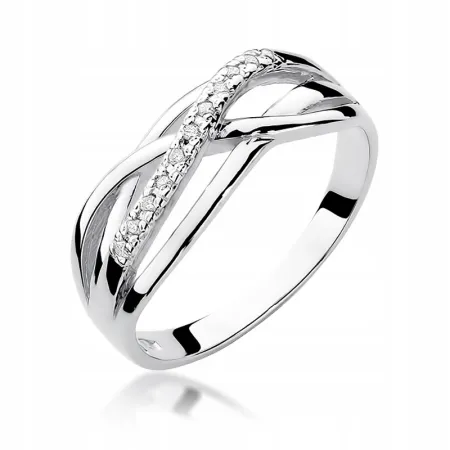 Złoty 585 Pierścionek Zaręczynowy Brylanty Grawer