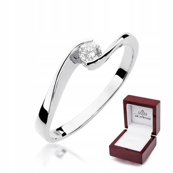 Pierścionek Zaręczynowy Brylant Białe Złoto Grawer