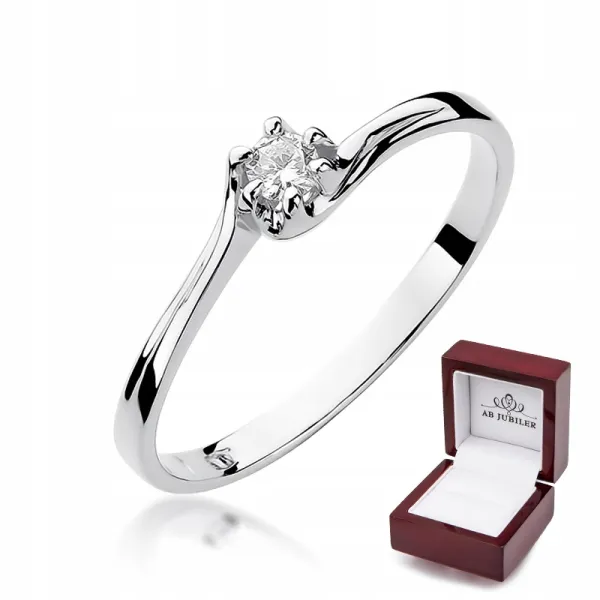 Pierścionek 585 Zaręczynowy Brylant Białe Złoto