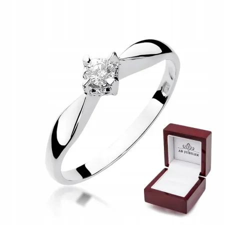 Pierścionek Zaręczynowy Brylant Białe Złoto Grawer