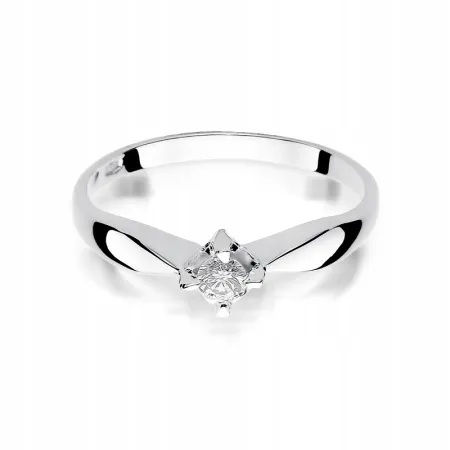 Pierścionek Zaręczynowy Brylant Białe Złoto Grawer
