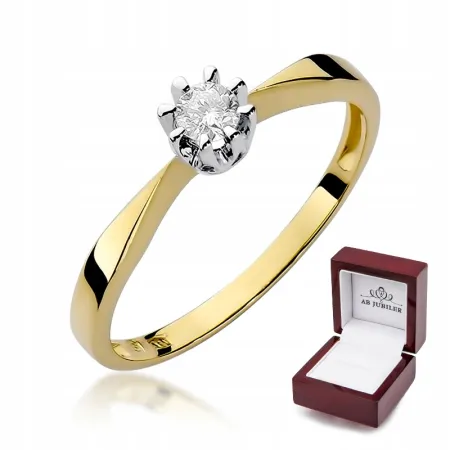 Złoty 14K Pierścionek Zaręczynowy z Brylantem 