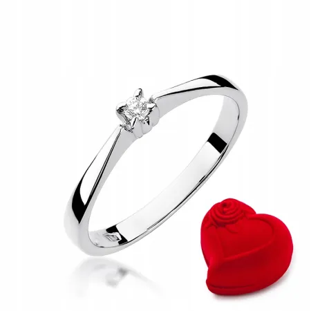 Pierścionek 585 Białe Złoto Zaręczynowy Brylant