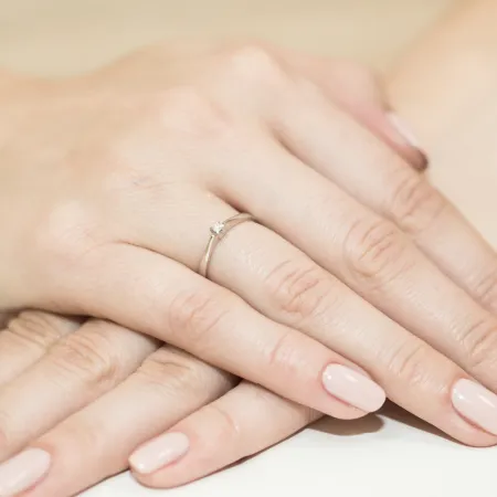 Pierścionek 585 Białe Złoto Zaręczynowy Brylant