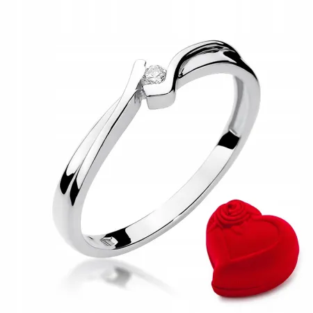 Pierścionek Zaręczynowy w Białym Złocie Brylant 