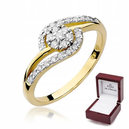 Złoty 585 Pierścionek Brylanty na Prezent Grawer