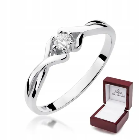 Złoty Pierścionek 585 Zaręczynowy Brylant 0,10ct